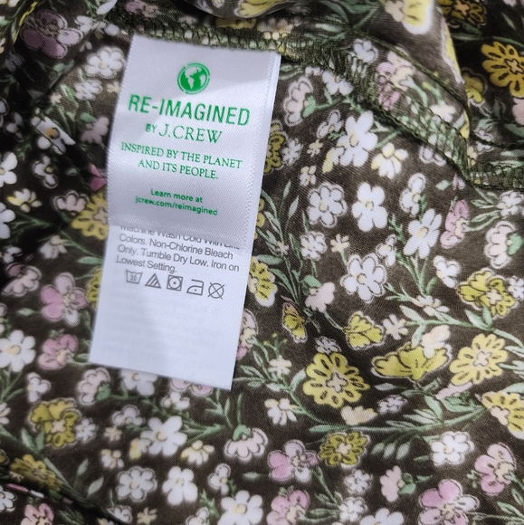 J. Crew XS Ruffle Featherweight Satin Scoopneck Top Floral Stripe - Picture 7 of 10